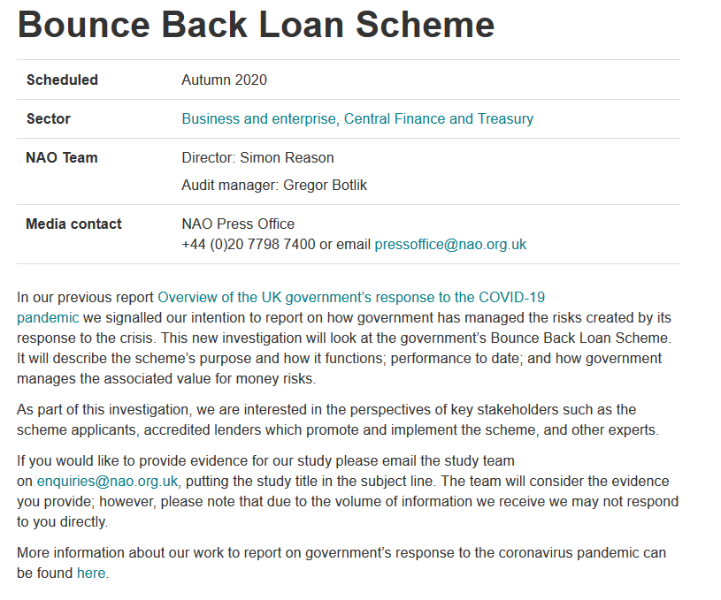 I Ve Offered My Input Into The Nao Bounce Back Loan Investigation Mr Bounce Back Bounce Back Loan Complaints