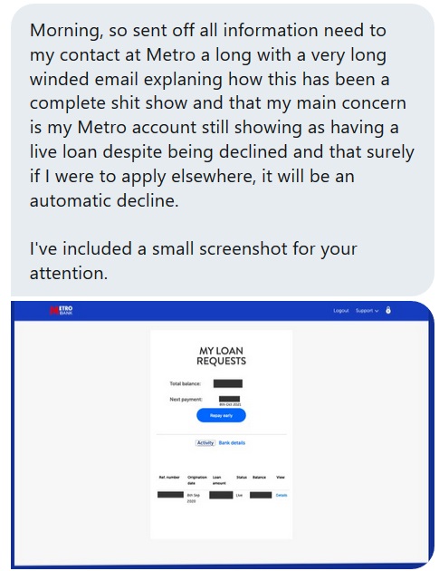 Metro Bank Declining Bounce Back Loans Initially Approved Mr