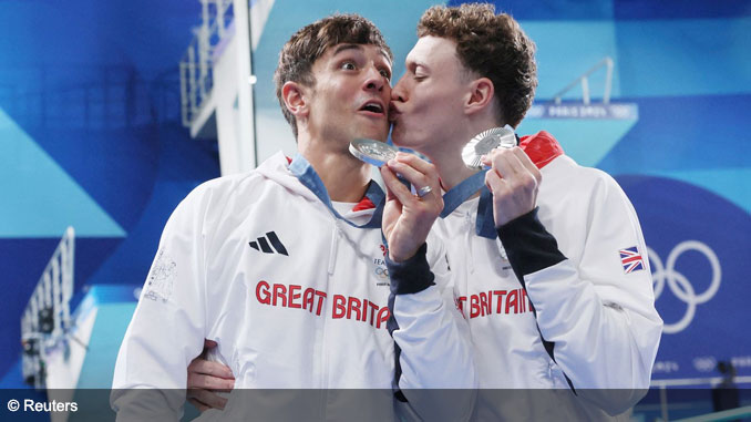 Tom Daley and Noah Williams win silver at the Men's Synchronised 10m Platform at Paris 2024