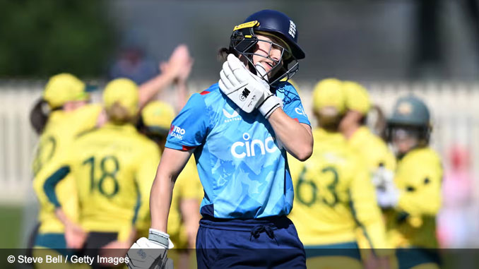 Amy Jones being dismissed during defeat in third ODI Series at 2025 Women's Ashes