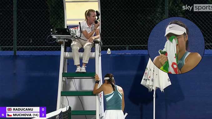 Emma Raducanu at the 2025 Dubai Championships concerned about a stalker in the crowd