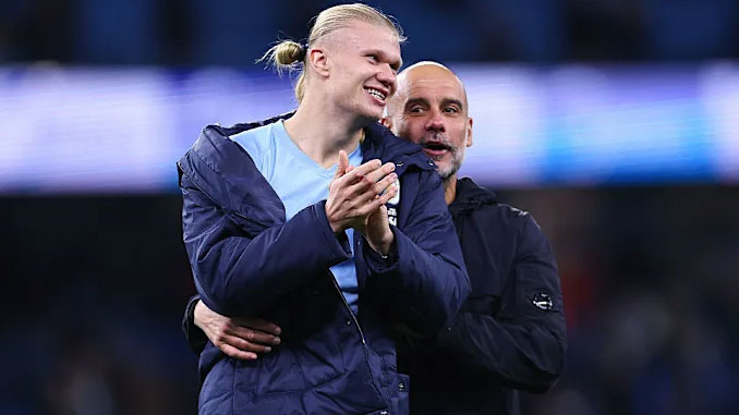 Pep Guardiola and Erling Haaland after beating Bournemouth in Premier League 2025 season