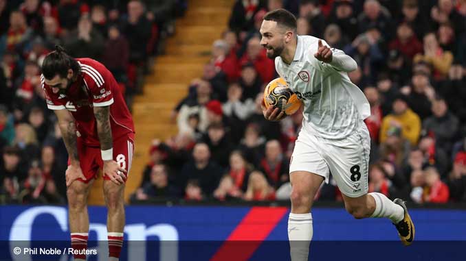 Dominik Szoboszlai backheel error leads to Adam Phillips scoring for Barnsley in the 2026 FA Cup 3rd Round